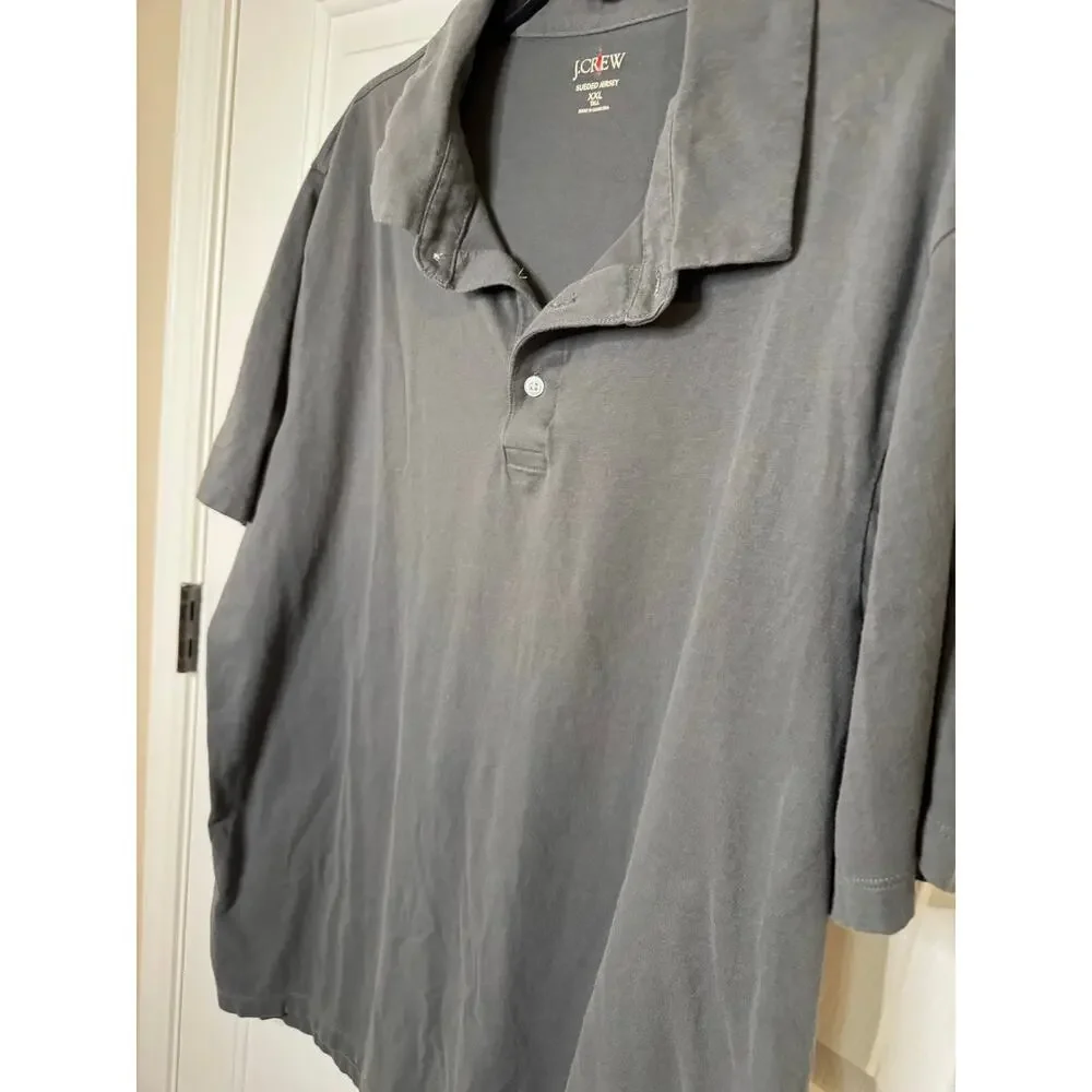 J. Crew Classic Untucked Sueded Cotton Polo Shirt Dusty Charcoal Gray Big 2XLT